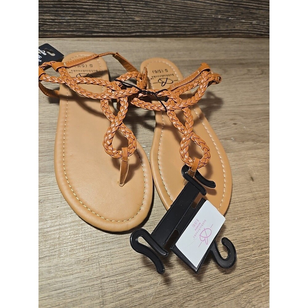 Bobbie Brooks Ladies " Must Haves" Sandals Strap- Size SMALL 5/6 BROWN NWT NEW